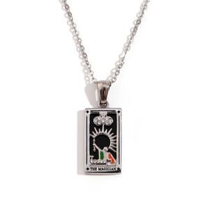 Magician Tarot Card Pendant Necklace Rectangle Stainless Steel